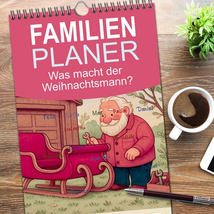 Produktbild: Familienplaner 2026 - Was macht der Weihnachtsmann? mit 5 Spalten (Wandkalender, 21 x 45 cm) CALVENDO