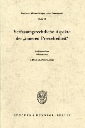 Produktbild: Verfassungsrechtliche Aspekte der "inneren Pressefreiheit".