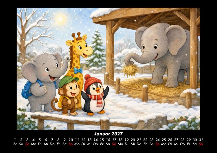 Produktbild: Ein Jahr im Zoo mit Raffi und Freunden 2027 Fotokalender DIN A3