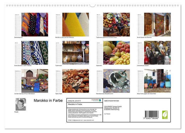 Produktbild: Marokko in Farbe (hochwertiger Premium Wandkalender 2026 DIN A2 quer), Kunstdruck in Hochglanz