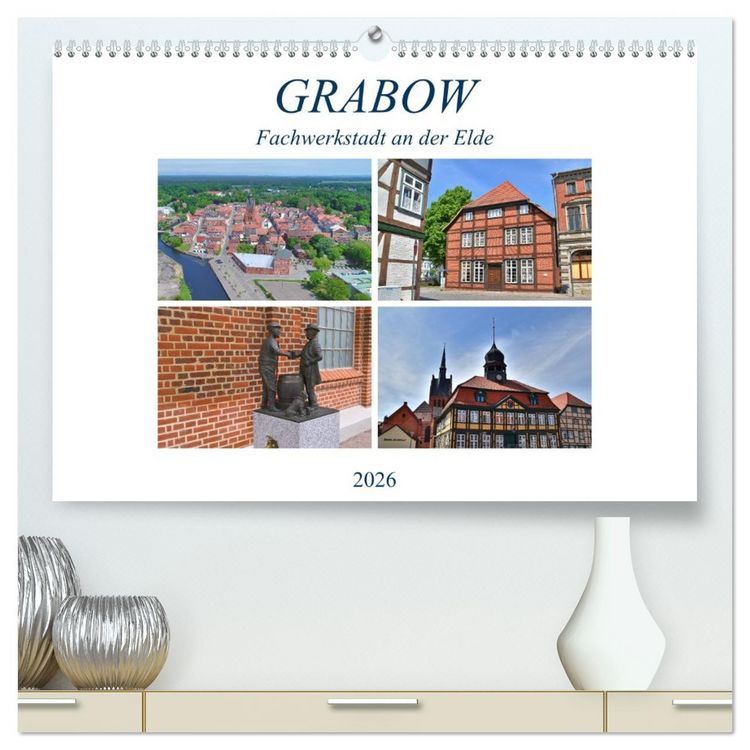 Produktbild: Grabow - Fachwerkstadt an der Elde (hochwertiger Premium Wandkalender 2026 DIN A2 quer), Kunstdruck in Hochglanz