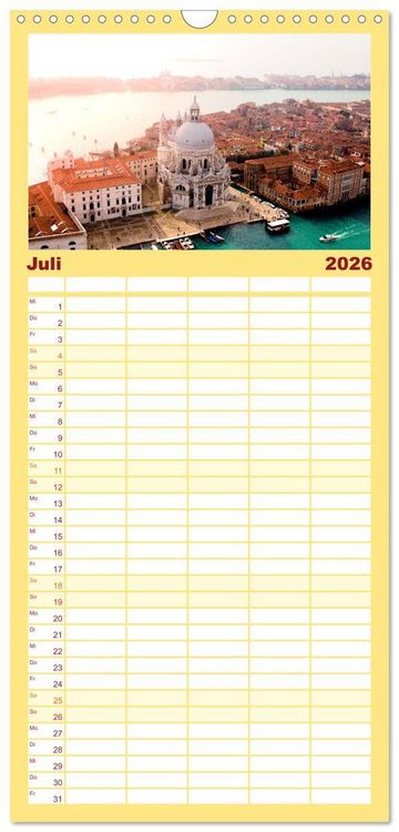 Produktbild: Familienplaner 2026 - Italien - einzigartige Motive mit 5 Spalten (Wandkalender, 21 x 45 cm) CALVENDO