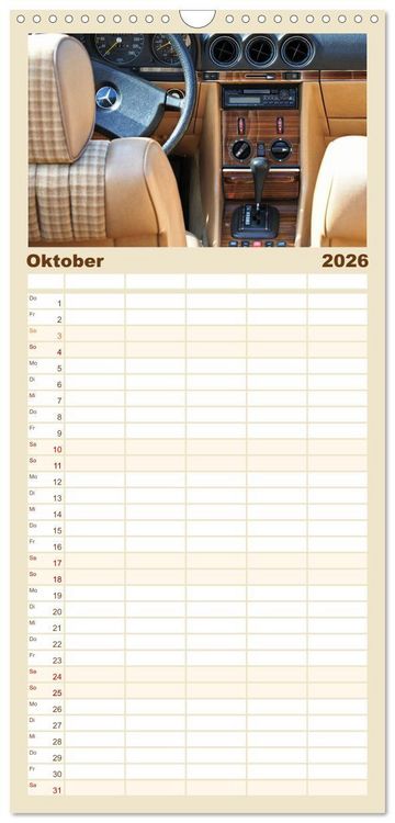 Produktbild: Familienplaner 2026 - Klassische Armaturenbretter mit 5 Spalten (Wandkalender, 21 x 45 cm) CALVENDO