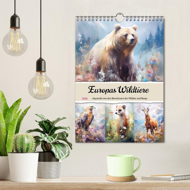 Produktbild: Europas Wildtiere. Aquarelle von den Bewohnern der W&auml;lder und Berge (Wandkalender 2026 DIN A4 hoch), CALVENDO Monatskalender