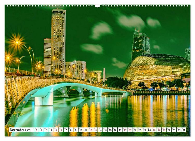 Produktbild: Singapur - faszinierende Stadt (hochwertiger Premium Wandkalender 2026 DIN A2 quer), Kunstdruck in Hochglanz