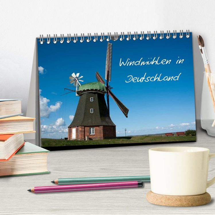 Produktbild: Windm&uuml;hlen in Deutschland (Tischkalender 2026 DIN A5 quer), CALVENDO Monatskalender