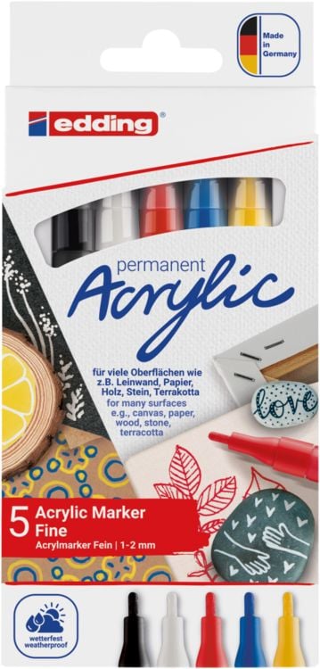 Produktbild: edding 5300 Acrylmarker fein 5er-Set basic