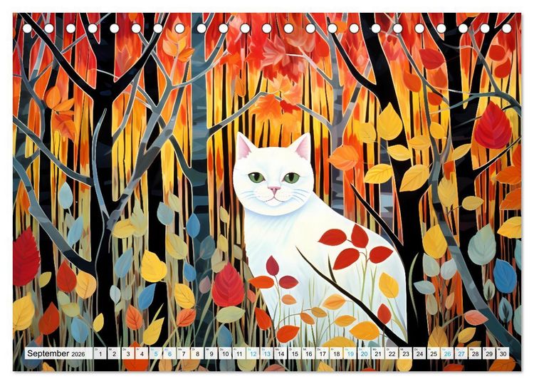 Produktbild: Kunstvolle Katzen (Tischkalender 2026 DIN A5 quer), CALVENDO Monatskalender