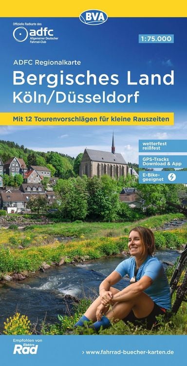 Produktbild: ADFC-Regionalkarte Bergisches Land K&ouml;ln/D&uuml;sseldorf 1:75.000, rei&szlig;- und wetterfest, GPS-Tracks Download