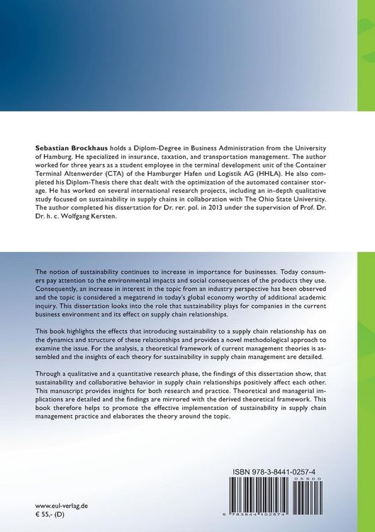 Produktbild: Analyzing the Effect of Sustainability on Supply Chain Relationships