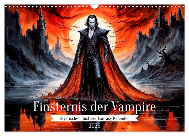 Produktbild: Finsternis der Vampire - Mystischer d&uuml;sterer Fantasy Kalender (Wandkalender 2026 DIN A3 quer), CALVENDO Monatskalender