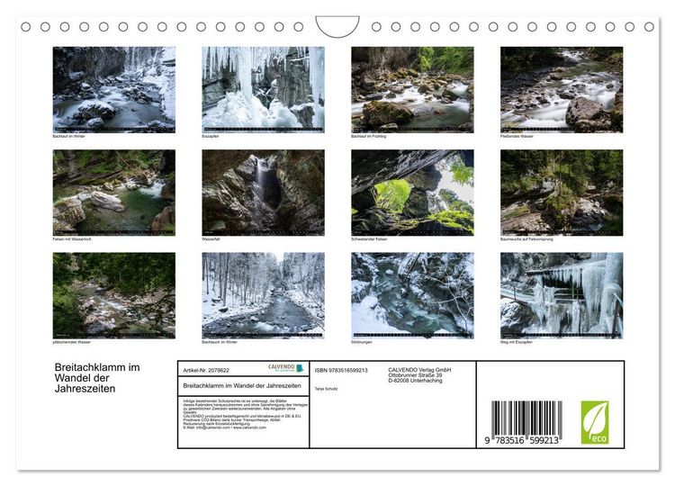 Produktbild: Breitachklamm im Wandel der Jahreszeiten (Wandkalender 2026 DIN A4 quer), CALVENDO Monatskalender