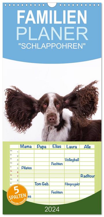Produktbild: Familienplaner 2026 - SCHLAPPOHREN mit 5 Spalten (Wandkalender, 21 x 45 cm) CALVENDO
