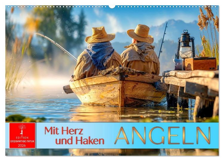 Produktbild: Angeln mit Herz und Haken (Wandkalender 2026 DIN A2 quer), CALVENDO Monatskalender