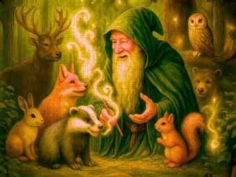 Produktbild: CALVENDO Puzzle Magier im Einklang mit den Tieren des Waldes | 2000 Teile Lege-Gr&ouml;&szlig;e 90x67cm Foto-Puzzle f&uuml;r gl&uuml;ckliche Stunden