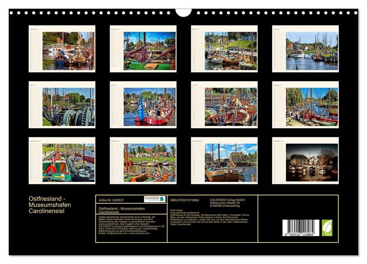 Produktbild: Ostfriesland - Museumshafen Carolinensiel (Wandkalender 2026 DIN A3 quer), CALVENDO Monatskalender