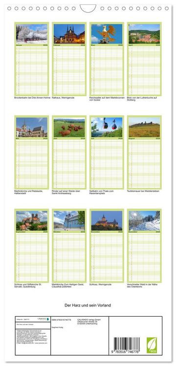 Produktbild: Familienplaner 2026 - Der Harz und sein Vorland mit 5 Spalten (Wandkalender, 21 x 45 cm) CALVENDO