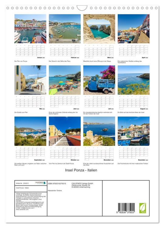 Produktbild: Insel Ponza - Italien (Wandkalender 2026 DIN A3 hoch), CALVENDO Monatskalender