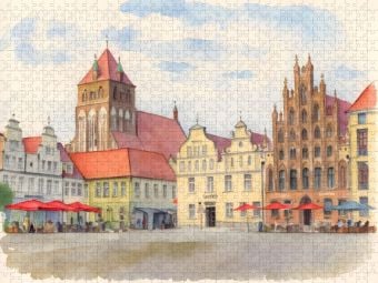 Produktbild: CALVENDO Puzzle Marktplatz Greifswald | 1000 Teile Lege-Gr&ouml;&szlig;e 64x48cm Foto-Puzzle f&uuml;r gl&uuml;ckliche Stunden