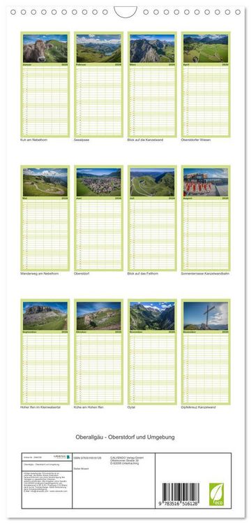 Produktbild: Familienplaner 2026 - Oberallg&auml;u - Oberstdorf und Umgebung mit 5 Spalten (Wandkalender, 21 x 45 cm) CALVENDO