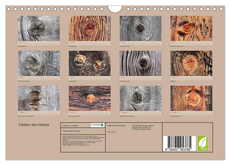 Produktbild: Farben des Holzes (Wandkalender 2026 DIN A4 quer), CALVENDO Monatskalender