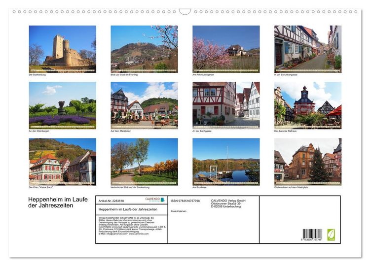 Produktbild: Heppenheim im Laufe der Jahreszeiten (Wandkalender 2027 DIN A2 quer), CALVENDO Monatskalender