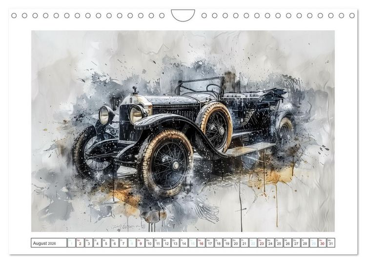 Produktbild: Aquarell Oldtimer (Wandkalender 2026 DIN A4 quer), CALVENDO Monatskalender