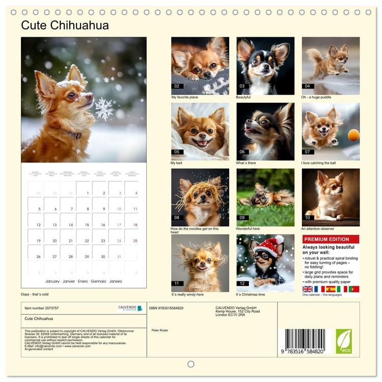 Produktbild: Cute Chihuahua (Wall Calendar 2026 12 &times; 12 Inch) CALVENDO 12 Month Wall Calendar