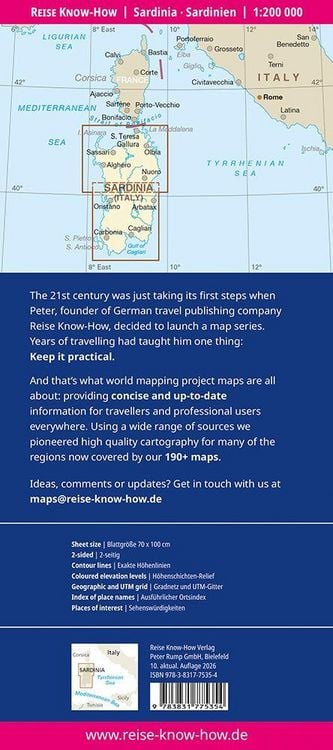 Produktbild: Reise Know-How Landkarte Sardinien / Sardinia (1:200.000)