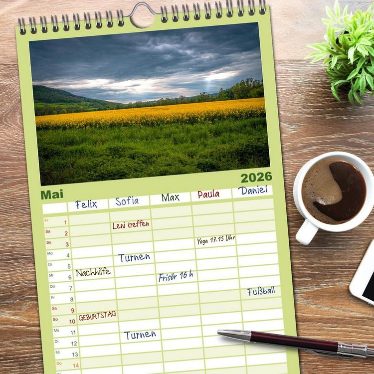 Produktbild: Familienplaner 2026 - Jena in Bildern mit 5 Spalten (Wandkalender, 21 x 45 cm) CALVENDO