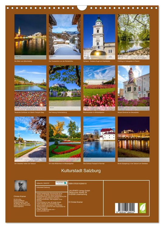 Produktbild: Kulturstadt Salzburg (Wandkalender 2026 DIN A3 hoch), CALVENDO Monatskalender