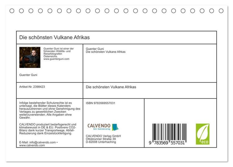 Produktbild: Die sch&ouml;nsten Vulkane Afrikas (Tischkalender 2027 DIN A5 quer), CALVENDO Monatskalender