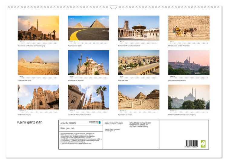 Produktbild: Kairo ganz nah (Wandkalender 2026 DIN A2 quer), CALVENDO Monatskalender