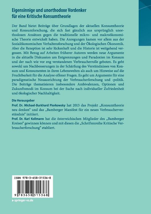 Produktbild: Eigensinnige und unorthodoxe Vordenker f&uuml;r eine Kritische Konsumtheorie
