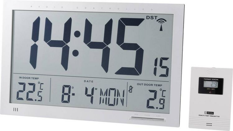 Produktbild: Eurochron EFWU Jumbo 102 Funk Wanduhr 37mm x 23mm x 3mm Silber