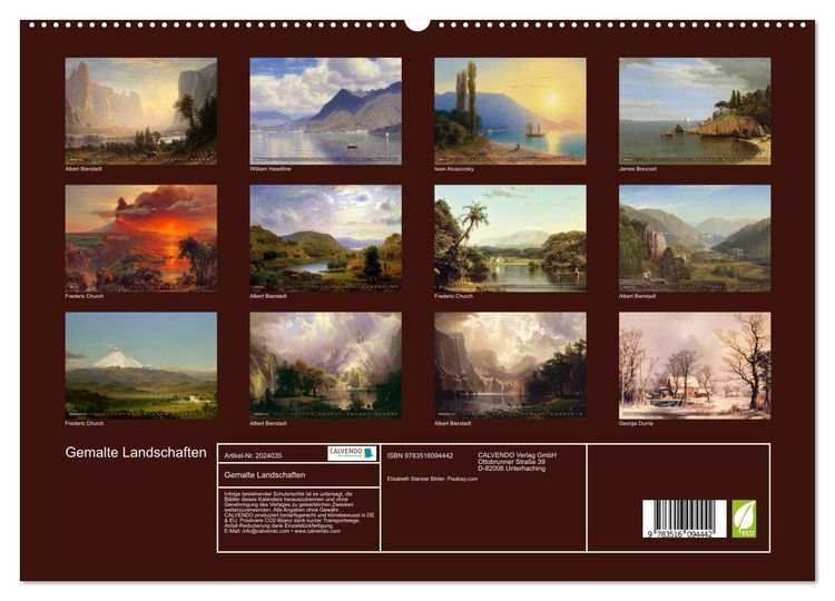 Produktbild: Gemalte Landschaften (hochwertiger Premium Wandkalender 2026 DIN A2 quer), Kunstdruck in Hochglanz
