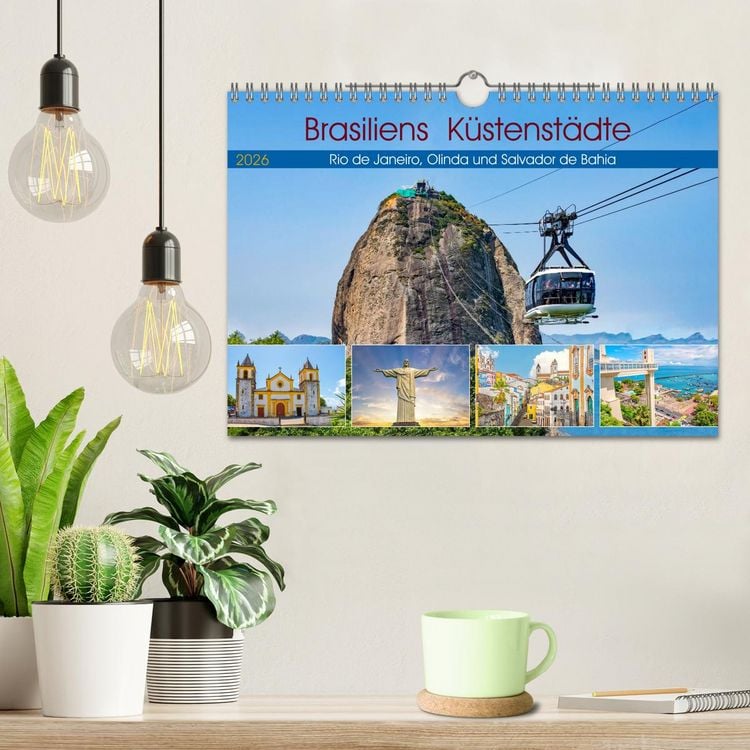Produktbild: Brasiliens K&uuml;stenst&auml;dte - Rio de Janeiro, Olinda und Salvador de Bahia (Wandkalender 2026 DIN A4 quer), CALVENDO Monatskalender
