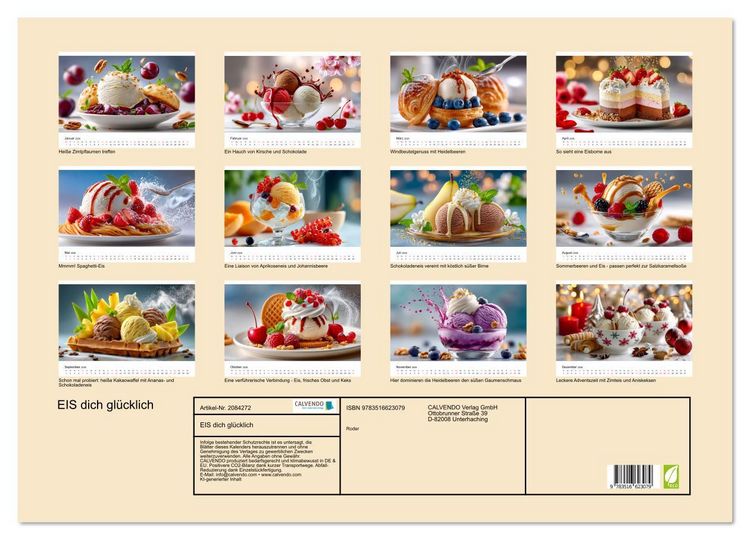 Produktbild: EIS dich gl&uuml;cklich (Wandkalender 2026 DIN A2 quer), CALVENDO Monatskalender