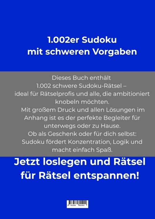 Produktbild: 1.002er Sudoku schwer