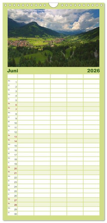 Produktbild: Familienplaner 2026 - Bergwelten mit 5 Spalten (Wandkalender, 21 x 45 cm) CALVENDO
