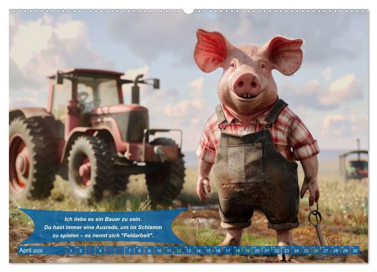 Produktbild: Der tierisch lustige Bauern-Kalender (hochwertiger Premium Wandkalender 2026 DIN A2 quer), Kunstdruck in Hochglanz