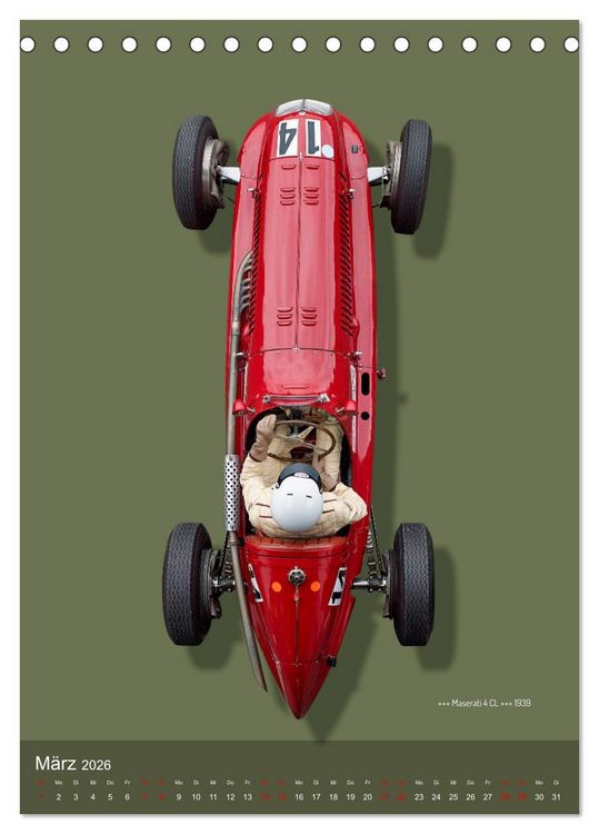 Produktbild: Legenden des Rennsports, Historic Grand Prix Cars 1925-1960 (Tischkalender 2026 DIN A5 hoch), CALVENDO Monatskalender