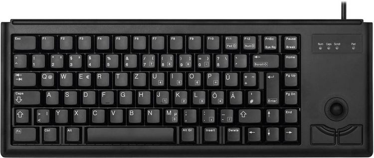 Produktbild: CHERRY Compact-Keyboard G84-4400 USB Tastatur Deutsch, QWERTZ Schwarz Integrierter Trackball