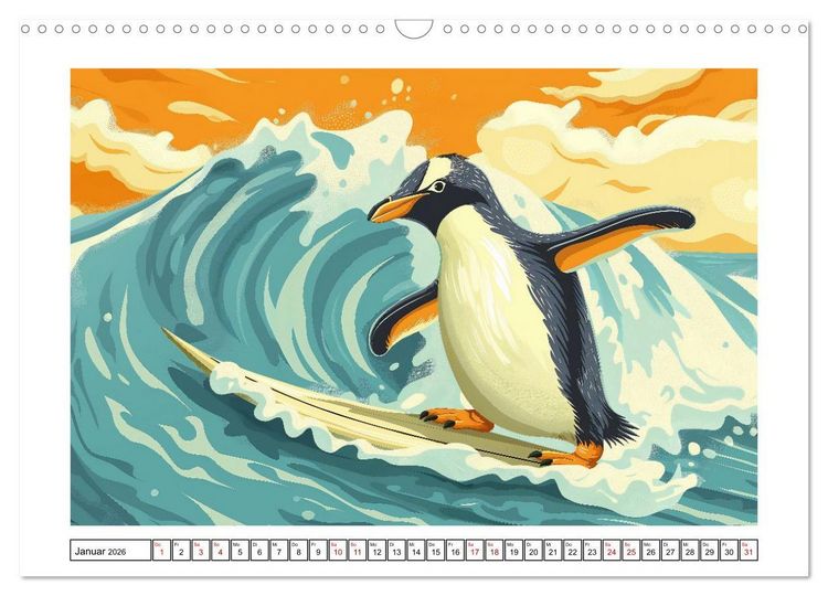 Produktbild: Tierische Olympioniken &ndash; Ein farbenfroher KI-Kalender (Wandkalender 2026 DIN A3 quer), CALVENDO Monatskalender