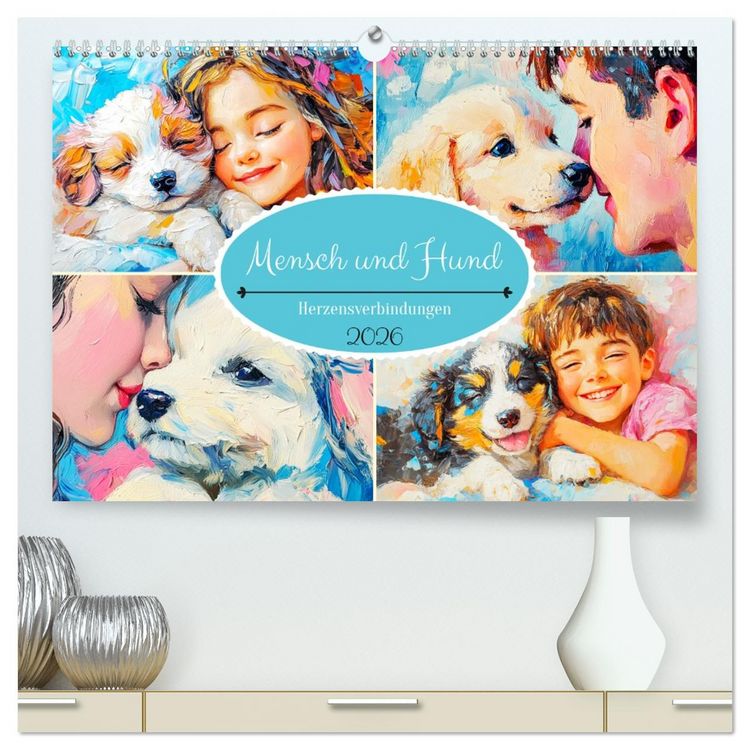 Produktbild: Mensch und Hund. Herzensverbindungen (hochwertiger Premium Wandkalender 2026 DIN A2 quer), Kunstdruck in Hochglanz