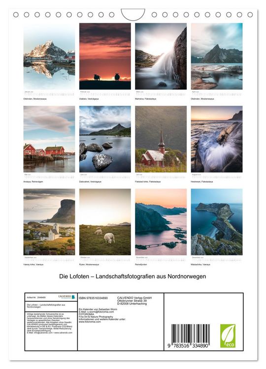 Produktbild: Die Lofoten &ndash; Landschaftsfotografien aus Nordnorwegen (Wandkalender 2026 DIN A4 hoch), CALVENDO Monatskalender