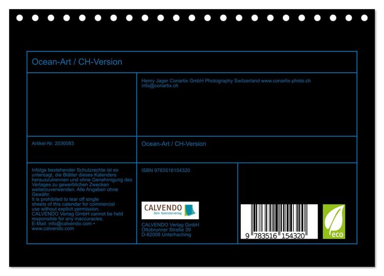 Produktbild: Ocean-Art / CH-Version (Tischkalender 2026 DIN A5 quer), CALVENDO Monatskalender