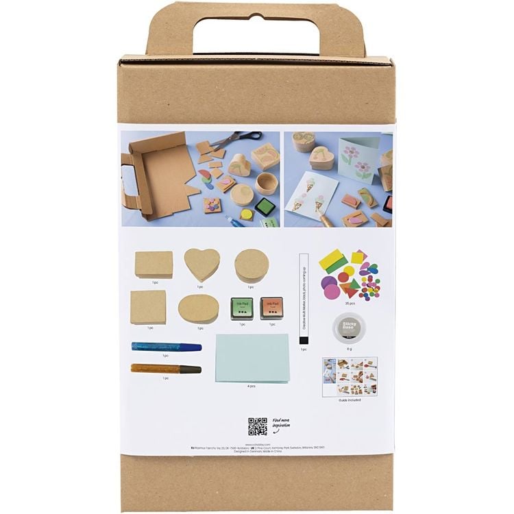 Produktbild: Creativ Company Kreativ Set Stempeldruck, Dekorierte Schachteln, Karten, Beige, Mittelgr&uuml;n, Mint, Rot transparent