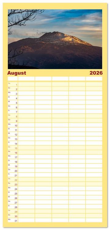 Produktbild: Familienplaner 2026 - &Auml;tna - Europas h&ouml;chster Vulkan mit 5 Spalten (Wandkalender, 21 x 45 cm) CALVENDO