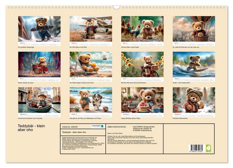 Produktbild: Teddyb&auml;r - klein aber oho (Wandkalender 2027 DIN A2 quer), CALVENDO Monatskalender